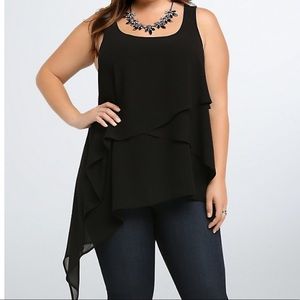 ASYMMETRICAL LAYERED CHIFFON TANK TOP